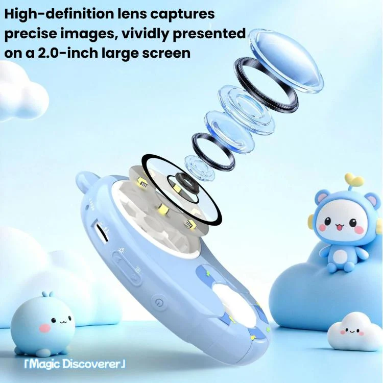 HM020H Portable HD Kids Digital Microscope Electronic Magnifier Science Toy(Blue) - Image 4