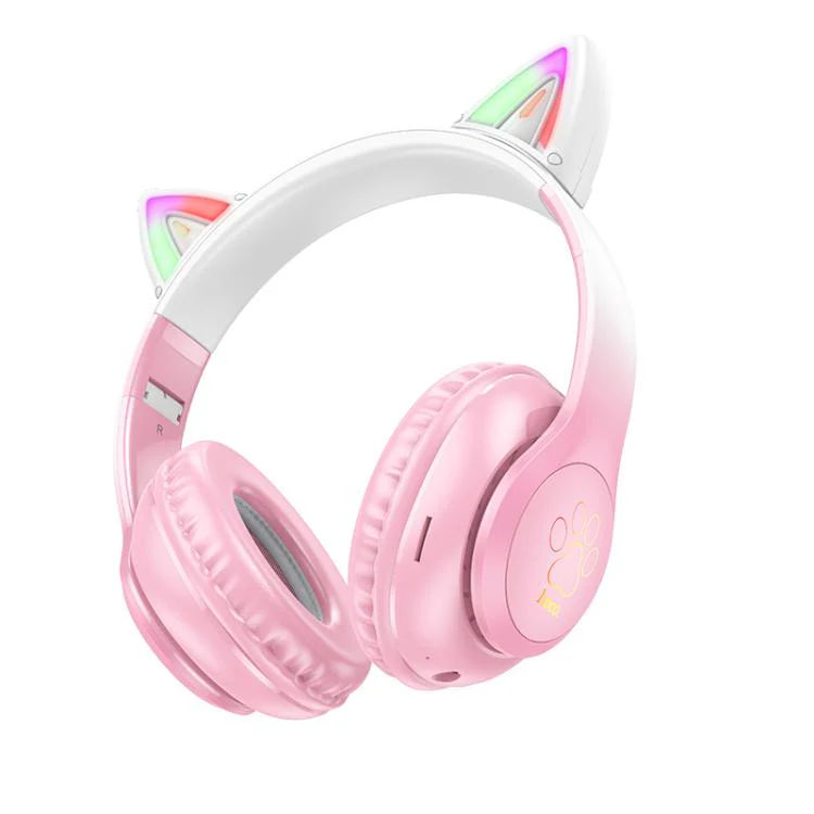 hoco W42 Cat Ear Head Mounted Bluetooth Earphone(Cherry Blossom Pink)