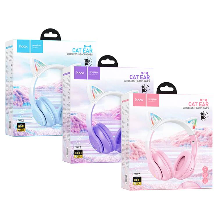 hoco W42 Cat Ear Head Mounted Bluetooth Earphone(Cherry Blossom Pink) - Image 6