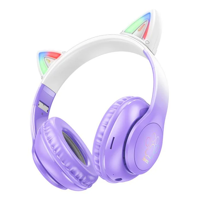 hoco W42 Cat Ear Head Mounted Bluetooth Earphone(Grape Purple)
