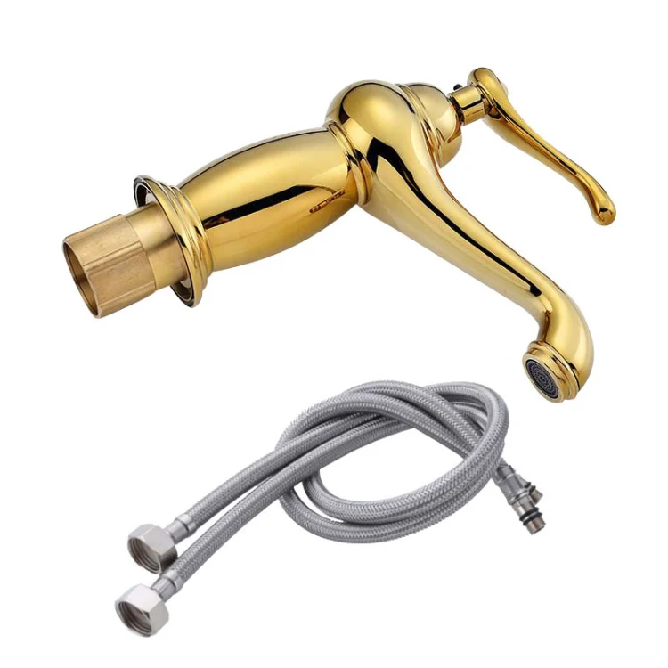 Hot And Cold Mixed Water Basin Imitation Water Faucet, Style: Short Model+Water Inlet Pipe - Image 2