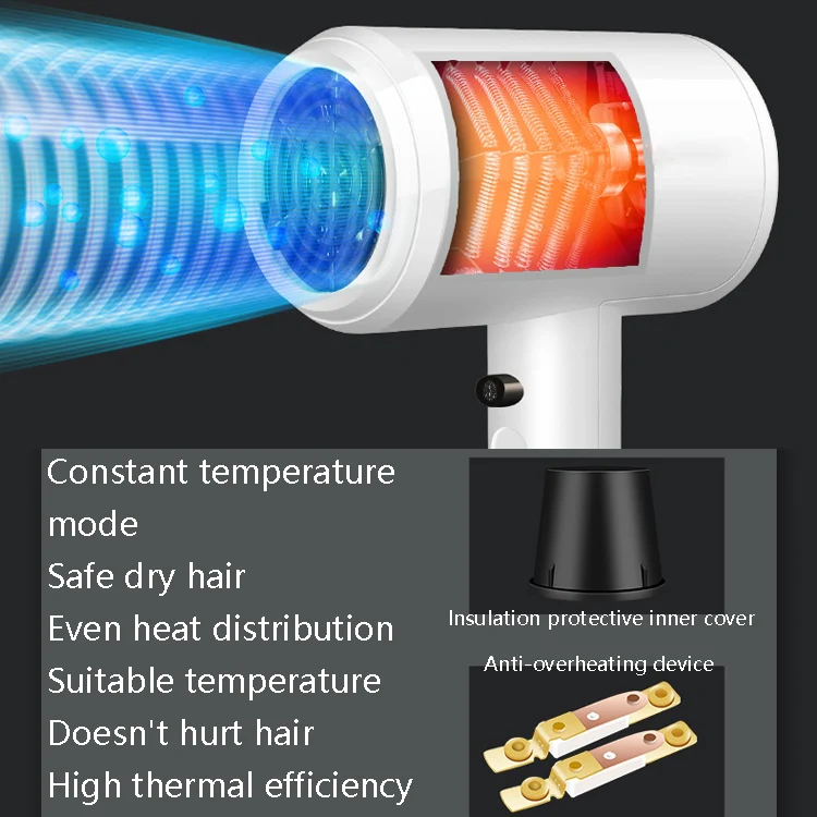 Hotel Hair Dryer Wall Mount High Power Hair Dryer Household Hair Cylinder Dryer, CN Plug(Hotel Hairdryer White) - Image 6
