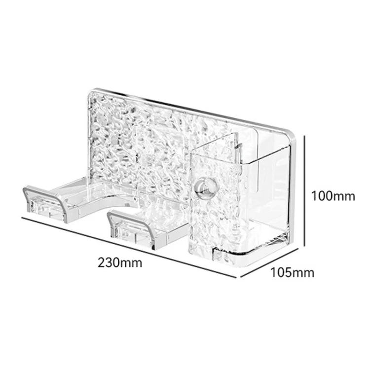 Household Hair Dryer Shelf Bathroom No Punching Wall Mounted Storage Rack(Transparent Gray Silver) - Image 3