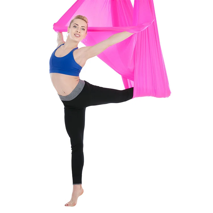 Household Handstand Elastic Stretching Rope Aerial Yoga Hammock Set(Rose Red) - Image 2