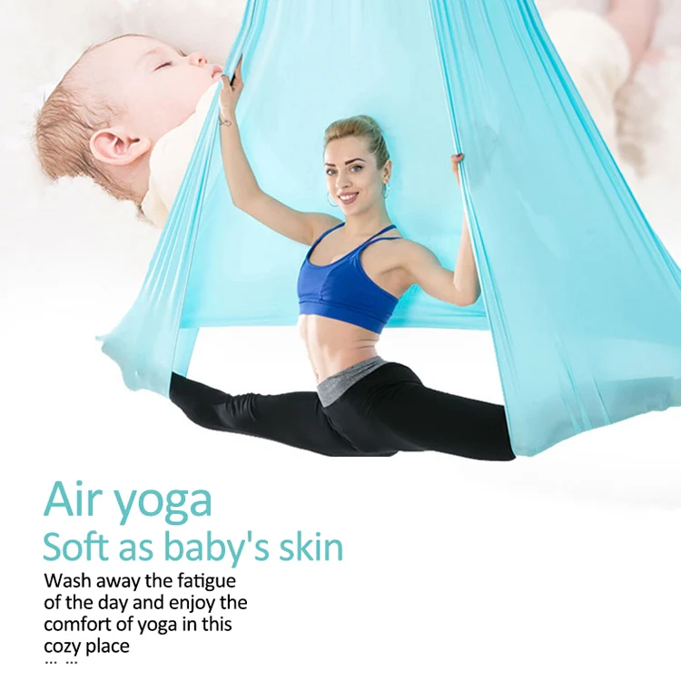 Household Handstand Elastic Stretching Rope Aerial Yoga Hammock Set(Sky Blue) - Image 6