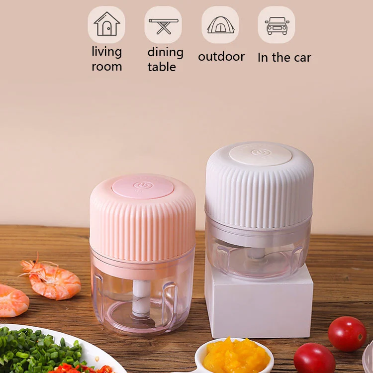 Household Vegetable Cutting Electric USB Garlic Masher Baby Mini Cooking Machine Baby Food Supplement Machine, Style:250ml(Pink) - Image 10