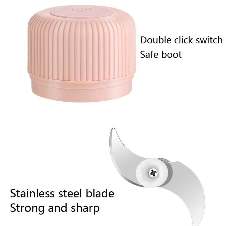 Household Vegetable Cutting Electric USB Garlic Masher Baby Mini Cooking Machine Baby Food Supplement Machine, Style:250ml(Pink) - Image 4