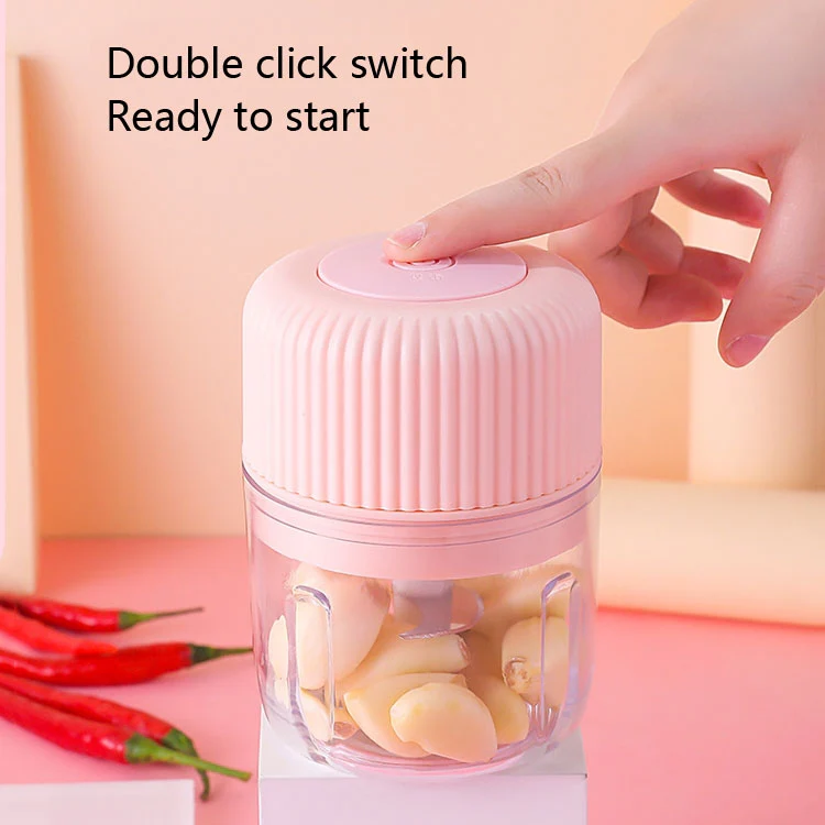 Household Vegetable Cutting Electric USB Garlic Masher Baby Mini Cooking Machine Baby Food Supplement Machine, Style:250ml(Pink) - Image 9