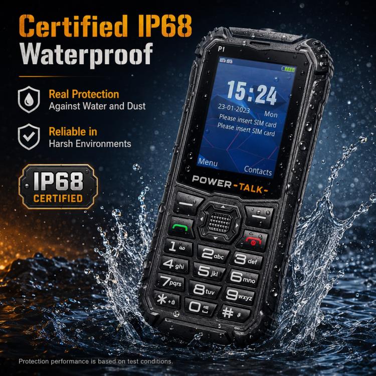 HP219 IP68 Rugged Phone, 2.4 inch, SC6531E, Network: 2G, BT, FM, SOS, Torch, Plug:US Plug(Black) - Image 9