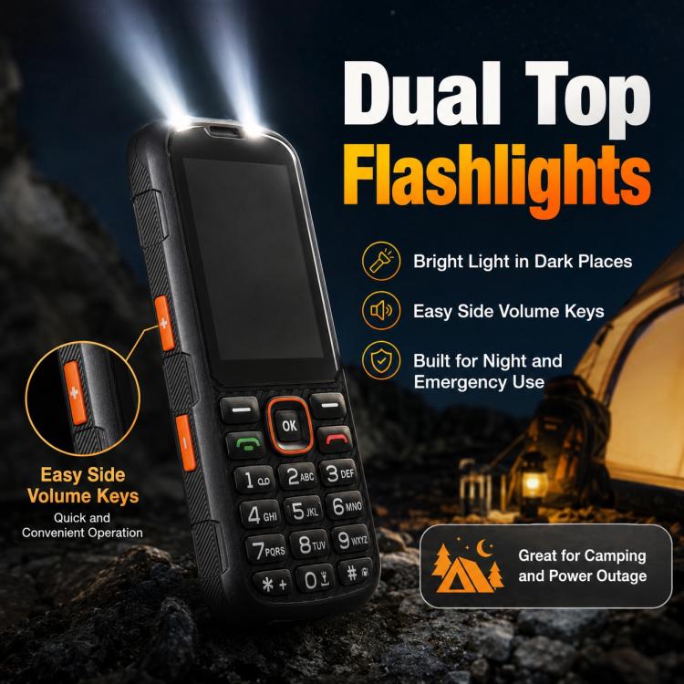 HP290Z 4G IP68 Rugged Phone, 2.8 inch, 3000mAh Battery, Network: 4G, BT, FM, SOS, Torch, With Charging Dock, Plug:EU Plug(Black) - Image 13