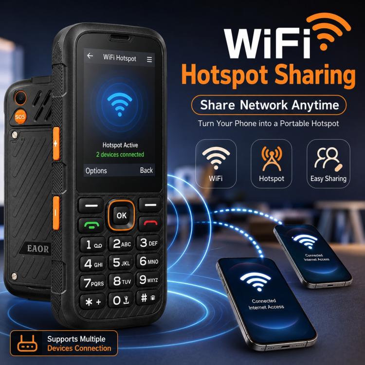 HP290Z 4G IP68 Rugged Phone, 2.8 inch, 3000mAh Battery, Network: 4G, BT, FM, SOS, Torch, With Charging Dock, Plug:US Plug(Black) - Image 11