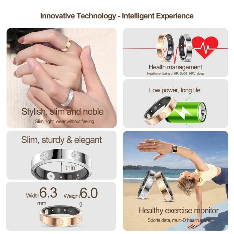 HR01 SIZE 9 Smart Ring, Support Heart Rate / Blood Oxygen / Sleep Monitoring / Female Menstrual Cycle(Silver) - Image 6
