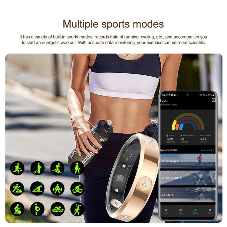 HR01 SIZE 9 Smart Ring, Support Heart Rate / Blood Oxygen / Sleep Monitoring / Female Menstrual Cycle(Silver) - Image 8