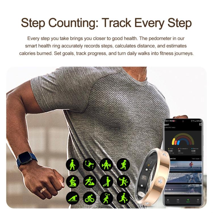 HR01 SIZE 9 Smart Ring, Support Heart Rate / Blood Oxygen / Sleep Monitoring / Female Menstrual Cycle(Silver) - Image 9