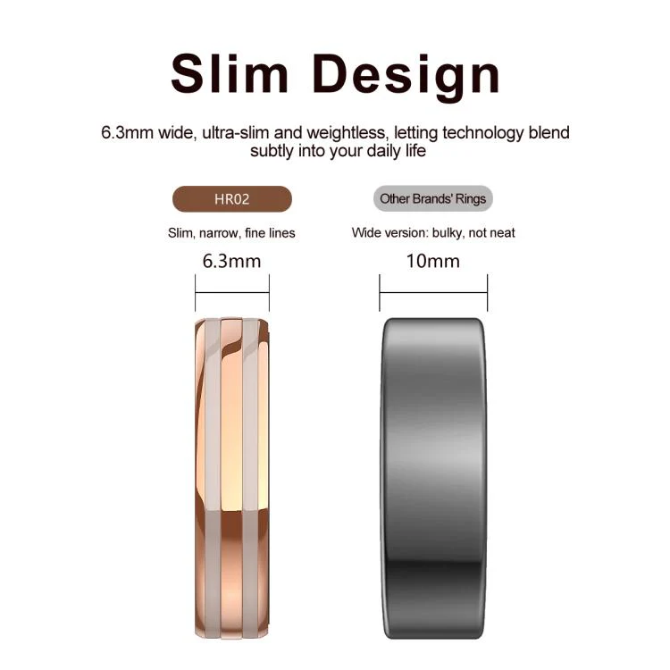 HR02 SIZE 9 Smart Ring, Supports Health Monitoring / Female Menstrual Cycle / Gesture Control(Gold) - Image 5