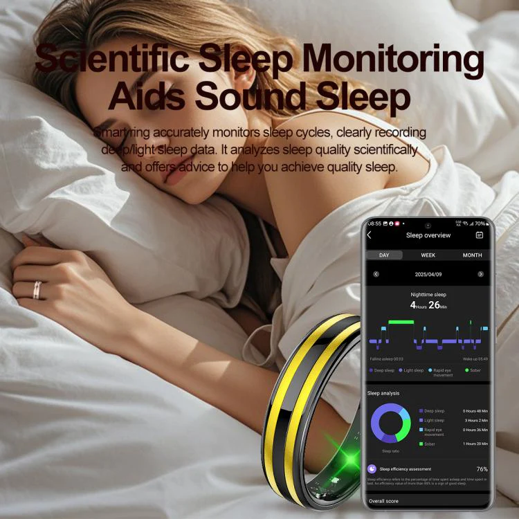HR02 SIZE 9 Smart Ring, Supports Health Monitoring / Female Menstrual Cycle / Gesture Control(Gold) - Image 8