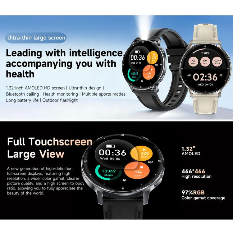 HT39 1.32 inch Ultra-thin Sports Smart Watch Supports Bluetooth Call / Heart Rate / Pressure / Sleep Monitoring(Black) - Image 5