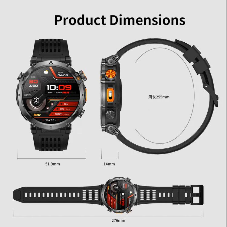 HT42 1.7 inch GPS Sports Smart Watch Supports Bluetooth Call / Heart Rate / Sleep Monitoring(Black) - Image 5
