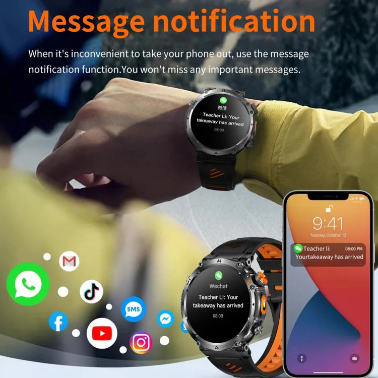 HT42 1.7 inch GPS Sports Smart Watch Supports Bluetooth Call / Heart Rate / Sleep Monitoring(Black Orange) - Image 15