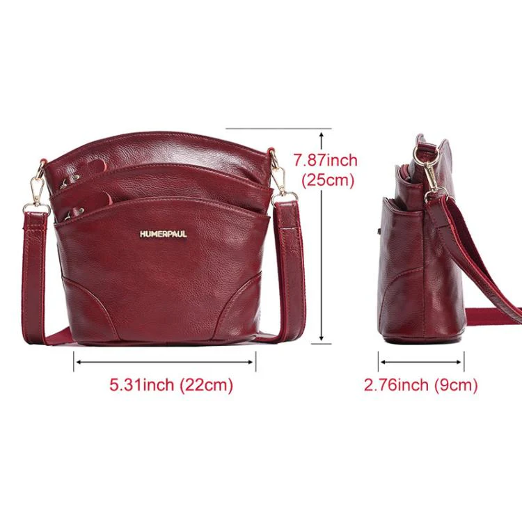 HUMERPAUL WB201 Women Leather Shoulder Bag Large Capacity Crossbody Bag(Black) - Image 3
