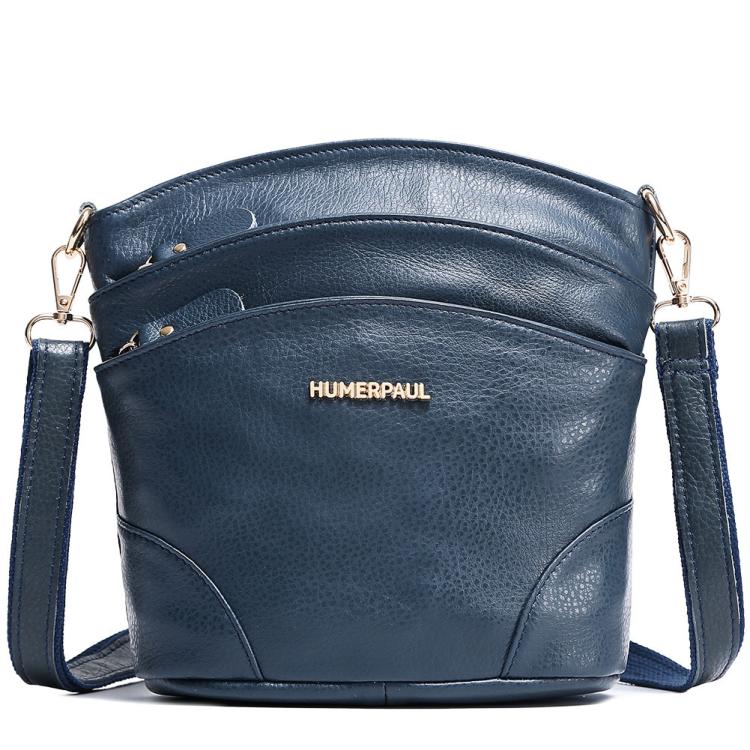 HUMERPAUL WB201 Women Leather Shoulder Bag Large Capacity Crossbody Bag(Blue)