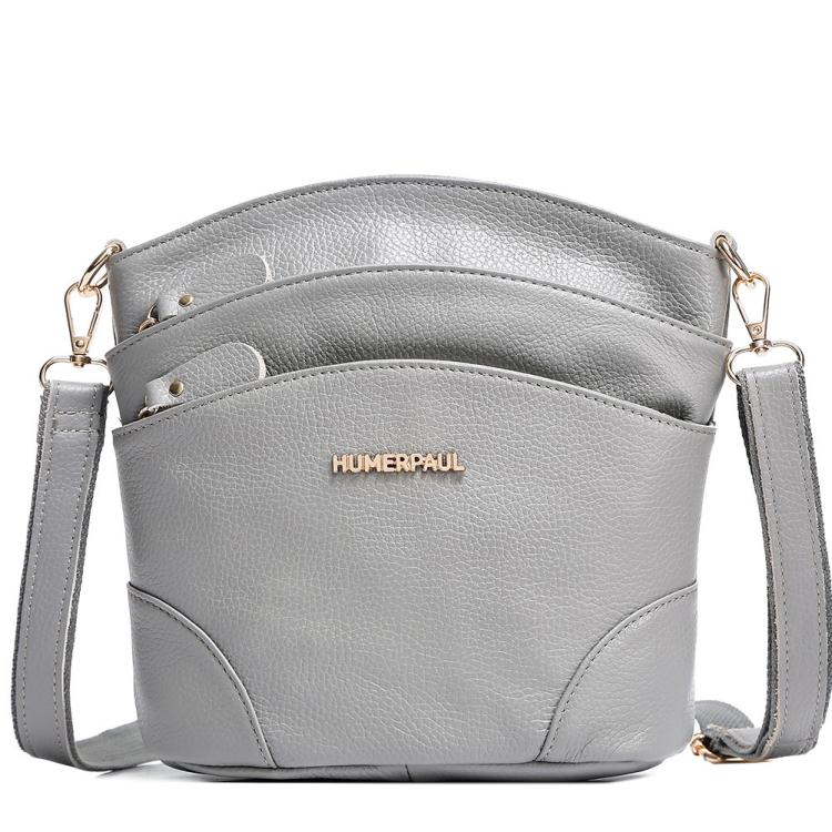 HUMERPAUL WB201 Women Leather Shoulder Bag Large Capacity Crossbody Bag(Gray)