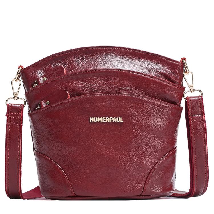 HUMERPAUL WB201 Women Leather Shoulder Bag Large Capacity Crossbody Bag(Red)