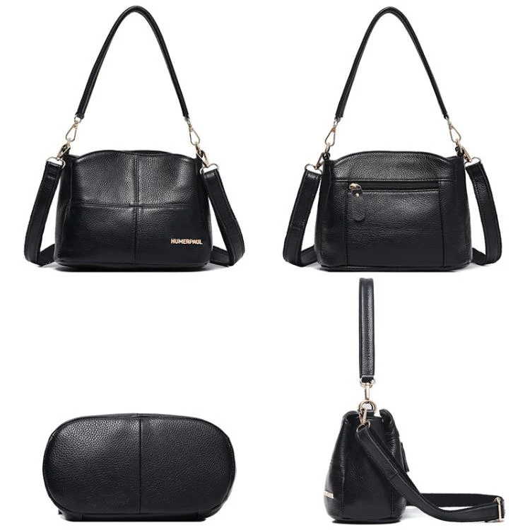 HUMERPAUL WB202 Women Leather Shoulder Bag Large Capacity Crossbody Bag(Black) - Image 6