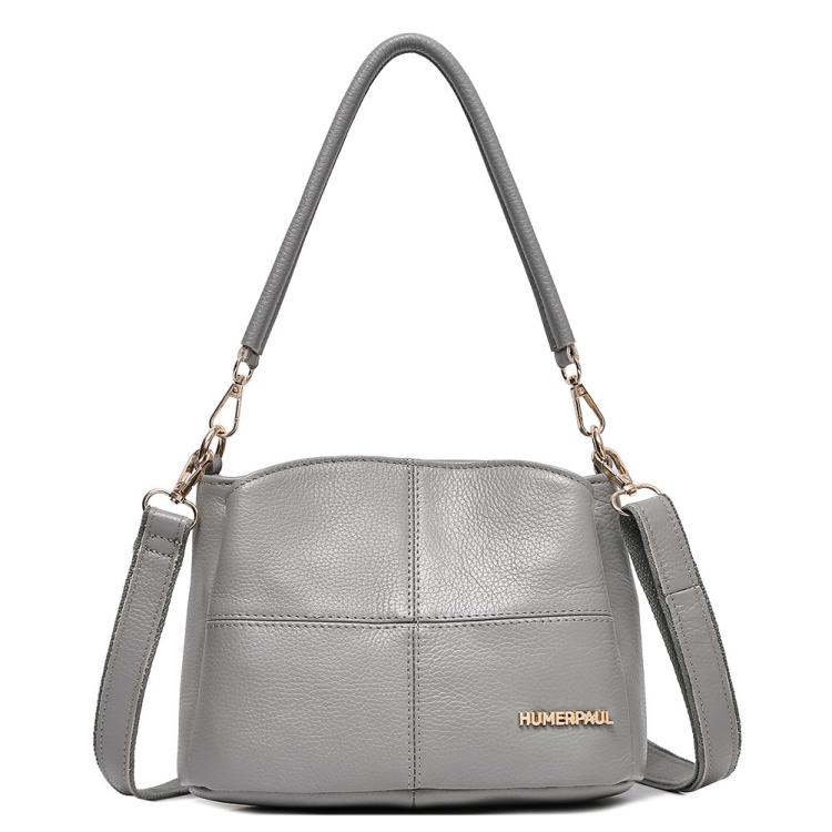 HUMERPAUL WB202 Women Leather Shoulder Bag Large Capacity Crossbody Bag(Gray)