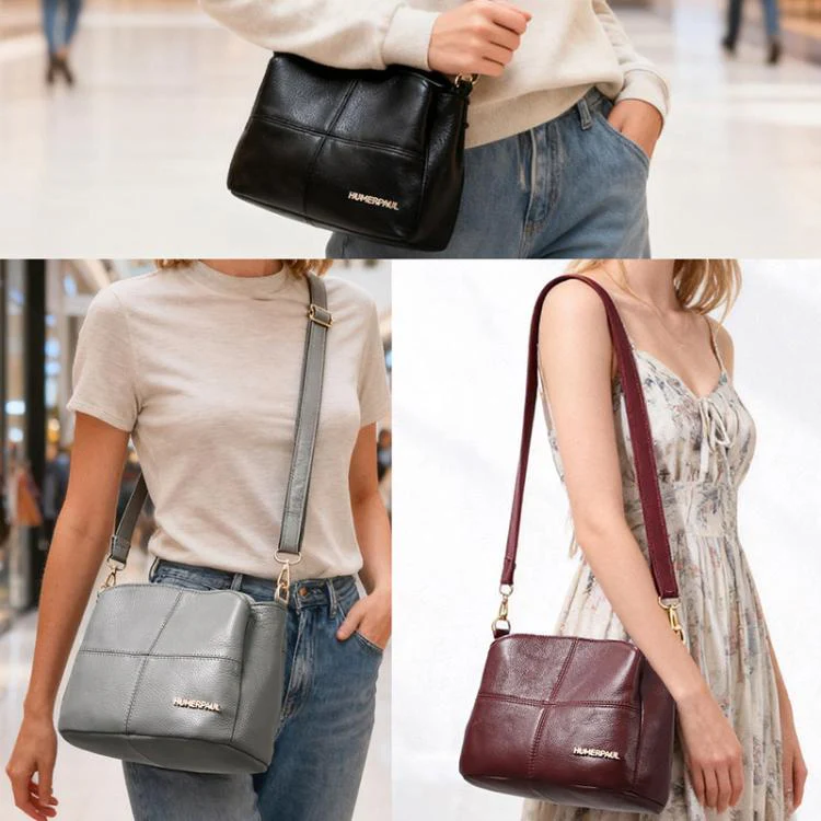 HUMERPAUL WB202 Women Leather Shoulder Bag Large Capacity Crossbody Bag(Gray) - Image 3