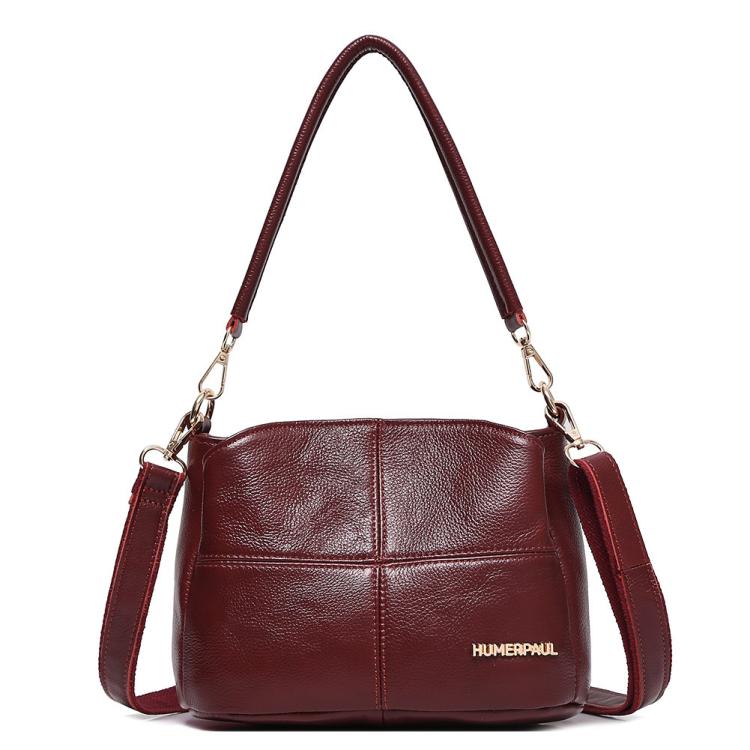 HUMERPAUL WB202 Women Leather Shoulder Bag Large Capacity Crossbody Bag(Red)