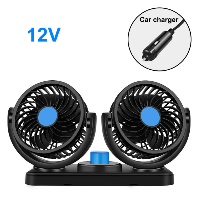 HUXIN HX-T303 6.5W 360 Degree Adjustable Rotation Two Head Low Noise Mini Electric Car Fan, DC12V - Image 3