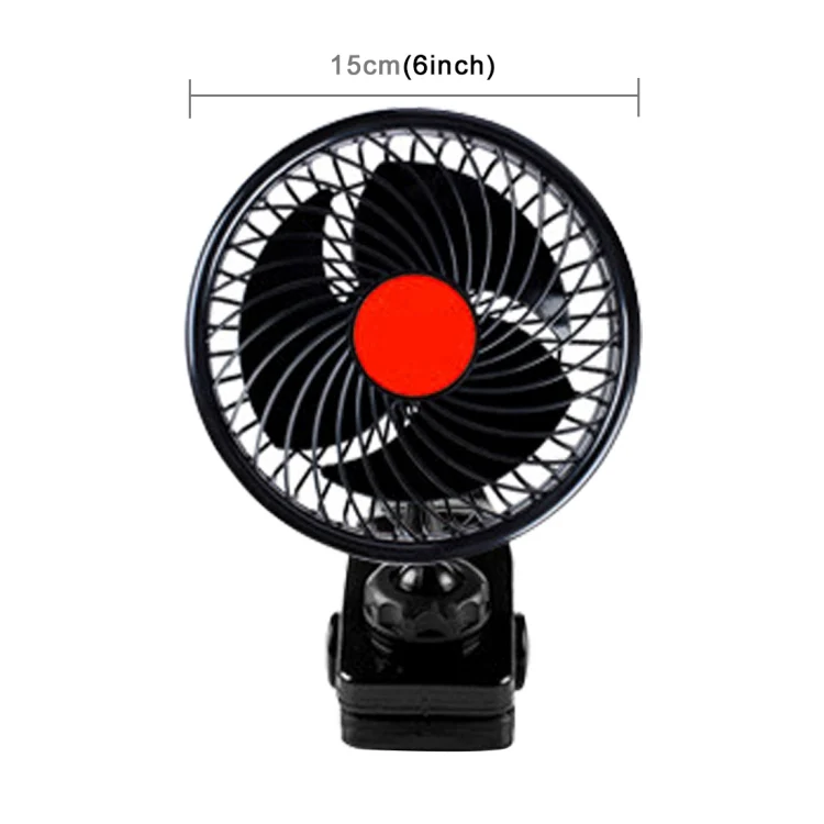 HUXIN HX-T604E 12W 6inch 360 Degree Adjustable Rotation Clip One Head Low Noise Mini Electric Car Fan with Roller Switch, DC24V - Image 3