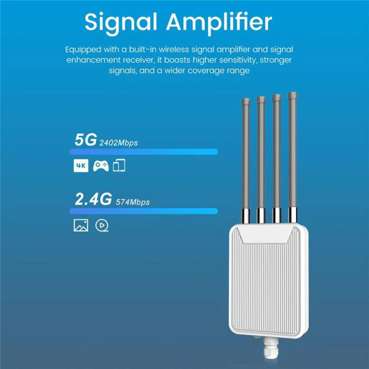 HW1800M 2.4 / 5.8G Dual Band Modem Outdoor Waterproof AX1800 WiFi 6 Wireless AP Router, Plug:UK Plug - Image 7