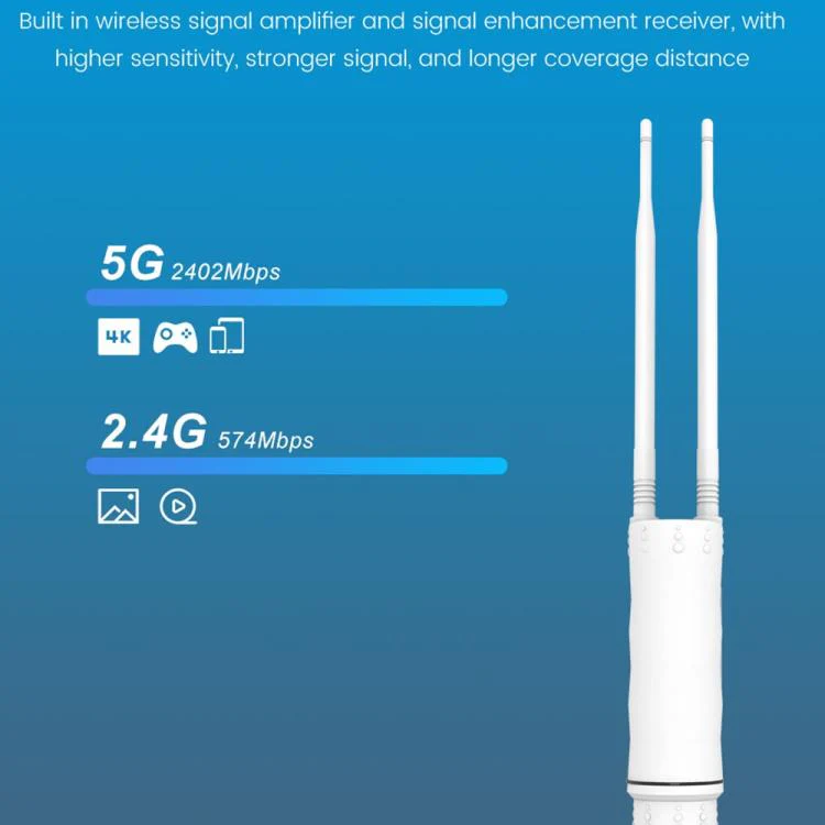 HW1800Y IP67 Waterproof Outdoor AP Repeater WiFi 6 AX1800 2.4 / 5.8G Dual Band MESH Router, Plug:US Plug - Image 4