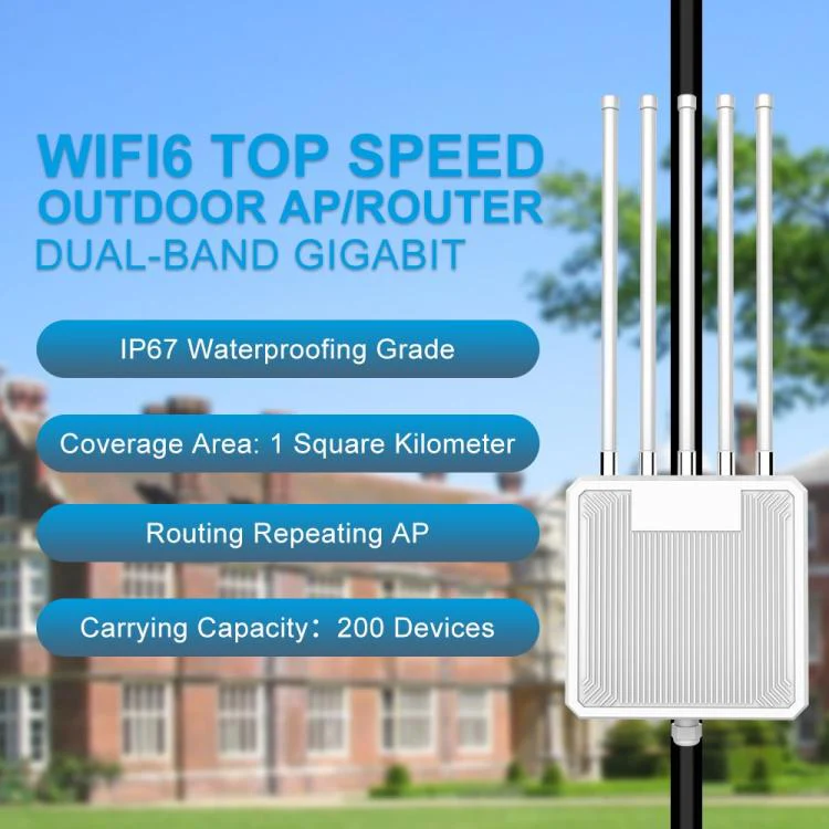 HW3000L IP67 Waterproof 3000Mbps WiFi 6 2.4 / 5G Dual Band High Gain Antenna POE Router, Plug:US Plug(Grey Antenna) - Image 5