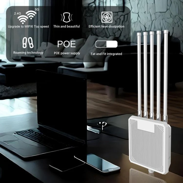 HW3000L IP67 Waterproof 3000Mbps WiFi 6 2.4 / 5G Dual Band High Gain Antenna POE Router, Plug:US Plug(Grey Antenna) - Image 6