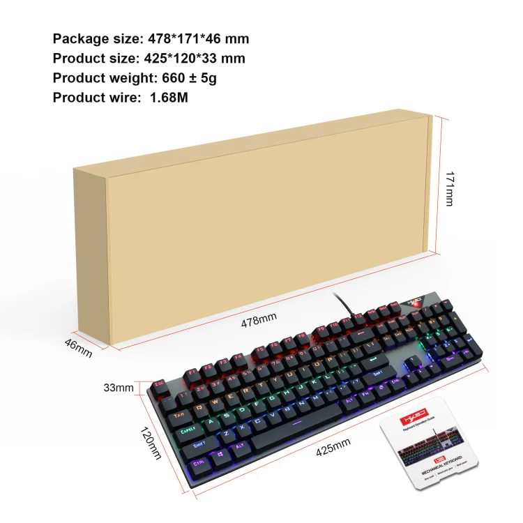 HXSJ L300 104 Keys USB Port LED Lighting Wired Mechanical Keyboard(Black) - Image 2