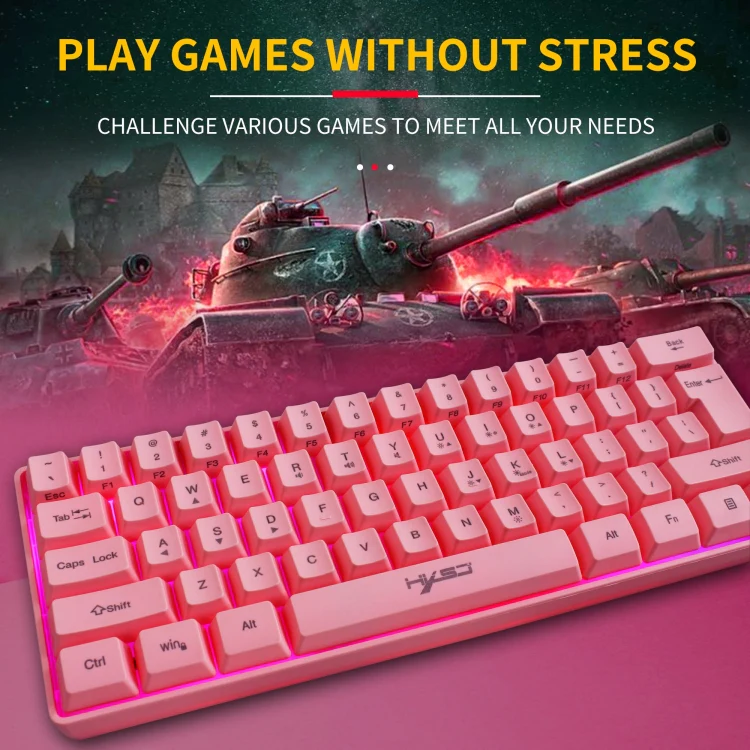 HXSJ V700 61 Keys RGB Lighting Gaming Wired Keyboard (Pink) - Image 12