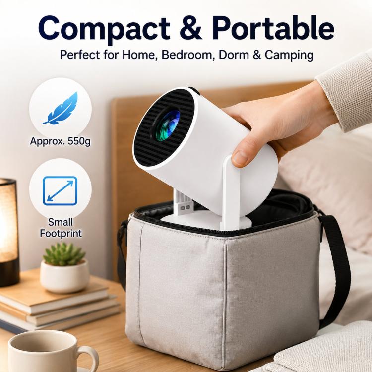 HY300 Ultra Mini Portable Short-Throw Home Projector Android 13 HD Projector UK Plug(White) - Image 6