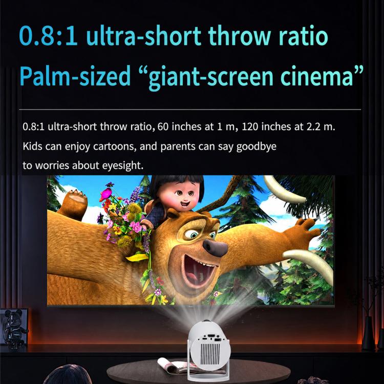 HY300Pro+ Mini Android 13 Short-Throw Projector HD Portable Home Projector UK Plug(White) - Image 9