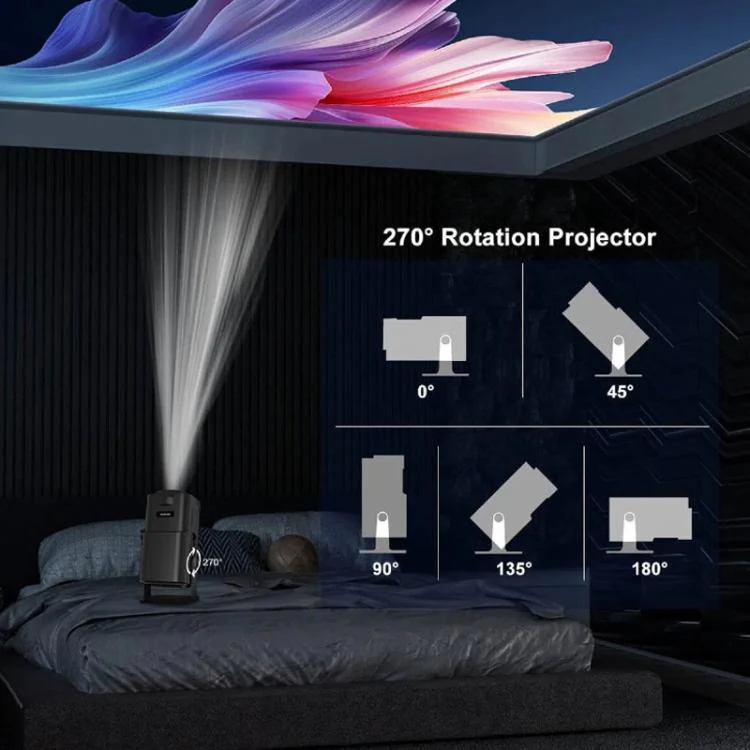 HY320 Mini Android 11 Portable 4K HD Projector With WiFi 6, Bluetooth, 180-Degree Rotation, Wireless Screen Mirroring US Plug - Image 3