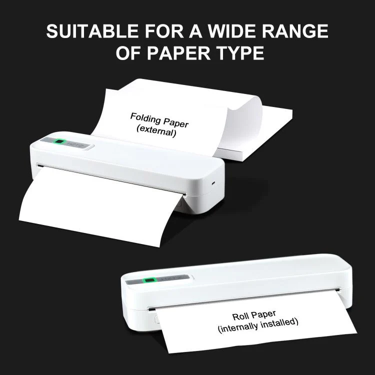 HZTZ A4RJ 200dpi Wireless Rechargeable Thermal Printer Supports 2-inch to 8.5-inch Paper for PDF, Files, Images, and Tattoo Paper White - Image 6