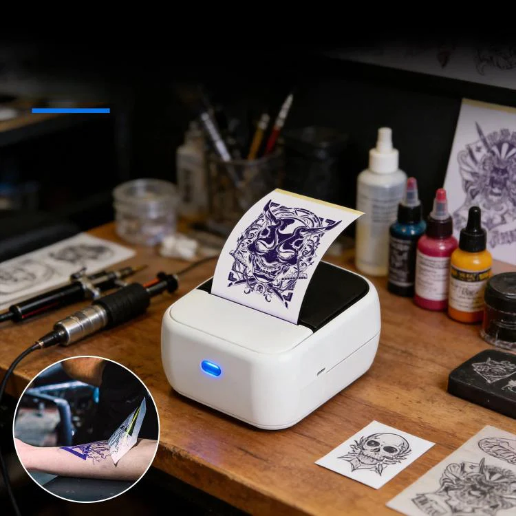 HZTZ C50 Portable Label Printer & Mini Tattoo Stencil Machine 2 Inch Inkless Thermal Label Maker(White)