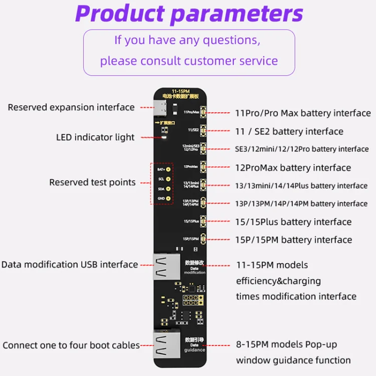 i2C KC02 Battery Data Repair Expansion Board Modifying Battery Efficiency for iPhone 11-15 Pro Max - Image 2