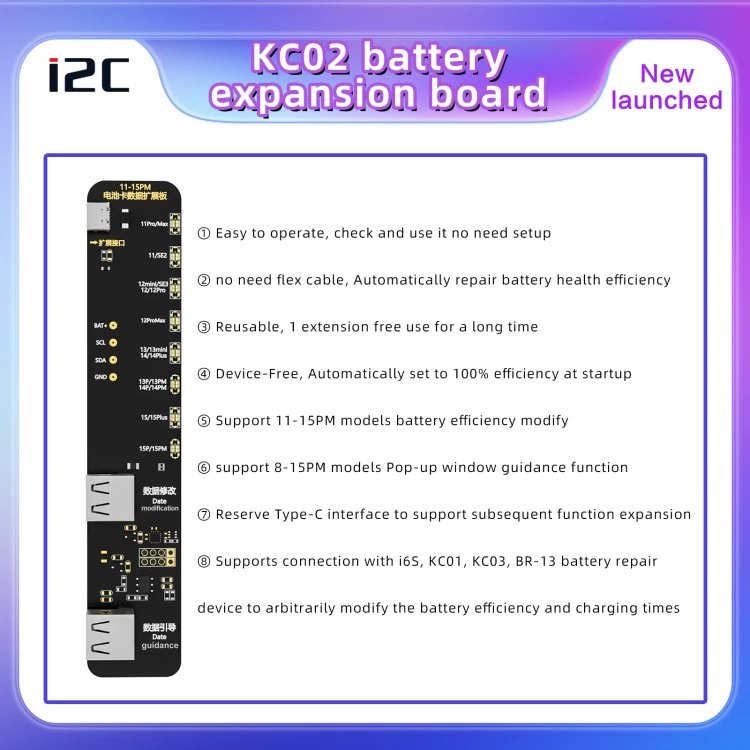 i2C KC02 Battery Data Repair Expansion Board Modifying Battery Efficiency for iPhone 11-15 Pro Max - Image 6
