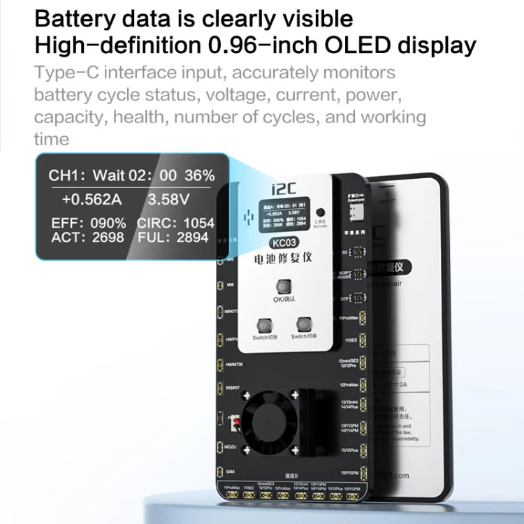 i2C KC03 Multi-function Battery Activation Detection Repair Device for iPhone 6-15 Pro Max / Android - Image 4