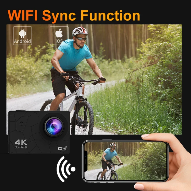 I5-361 2.0 inch IPS HD Screen Wide Angle 4K WiFi Action Camera, Style:without Remote Control - Image 6