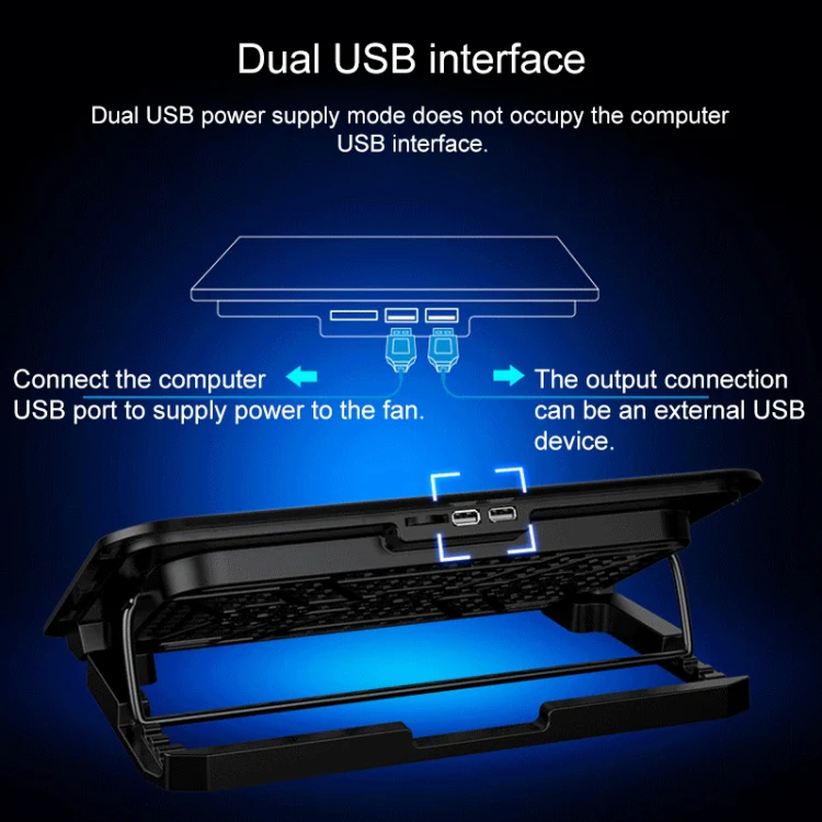ICE COOREL Notebook Computer Base Speed Control Silent Six-fan Cooling Holder Cooling Rack, Style: Premium Edition(Black) - Image 5