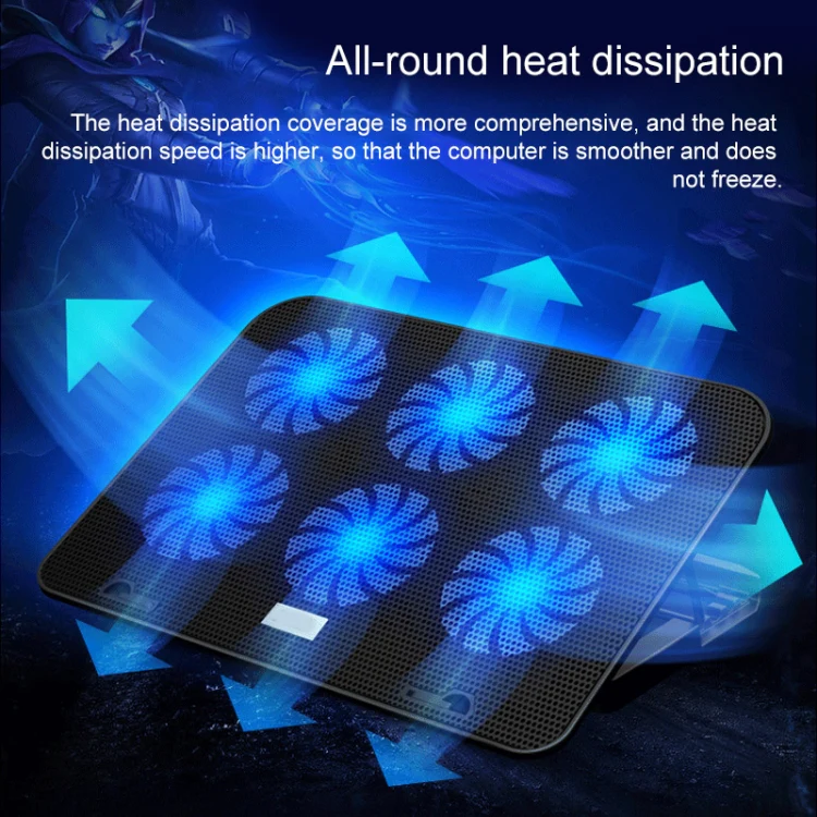 ICE COOREL Notebook Computer Base Speed Control Silent Six-fan Cooling Holder Cooling Rack, Style: Premium Edition(Lvory) - Image 7